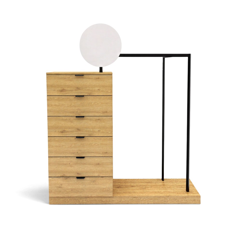 Porte-v&ecirc;tements 'Nova' 6 tiroirs - Ch&ecirc;ne/Noir
