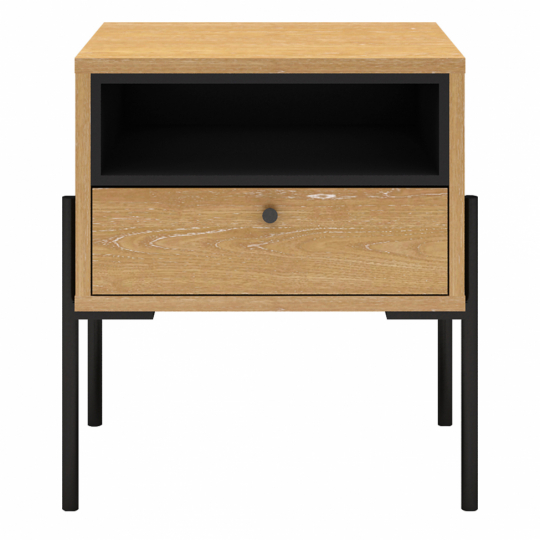 Table de nuit 'Punt' - Chêne/Noir