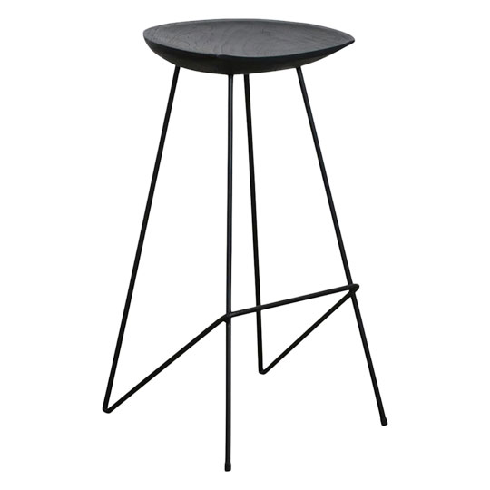 Tabouret 'Teak' 77cm - Noir