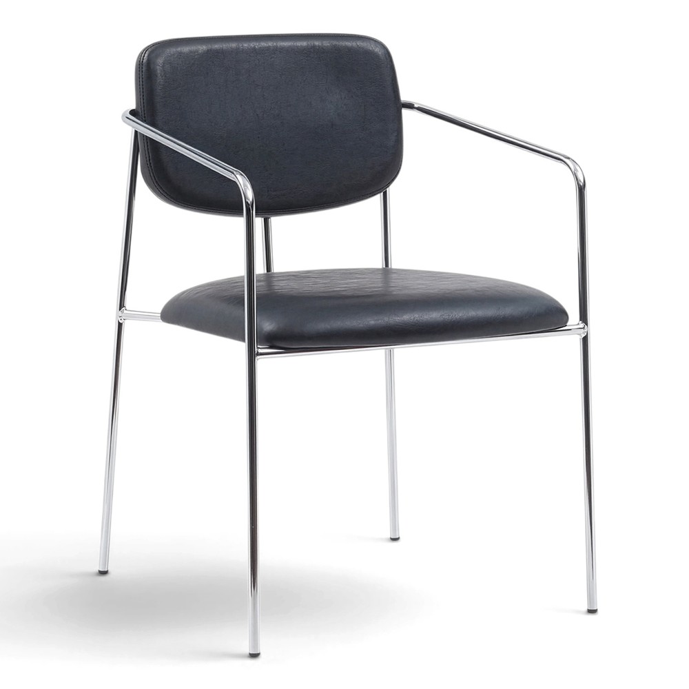 Fauteuil à accoudoirs 'Ebba' - Noir/Argent