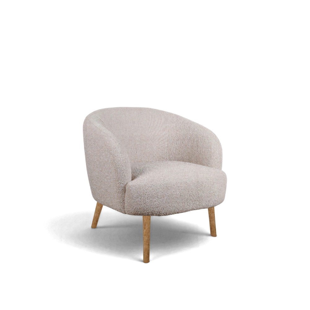 Fauteuil 'Capri' pieds en bois - Beige/Boucl&eacute;