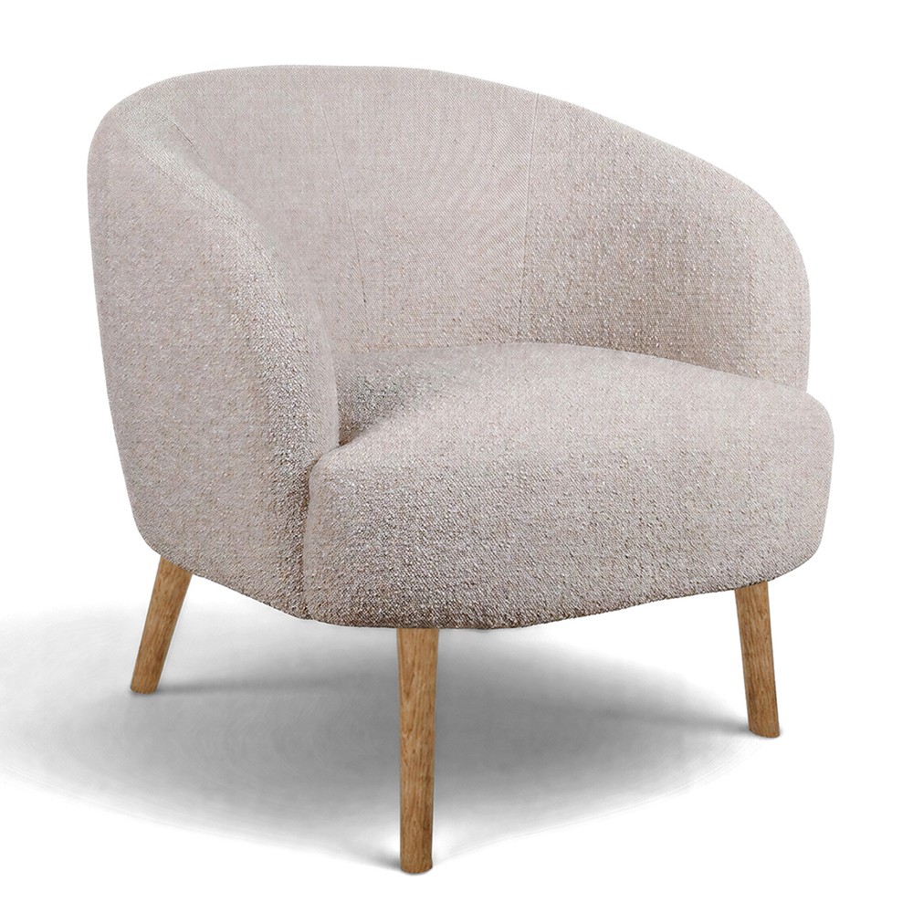 Fauteuil 'Capri' pieds en bois - Beige/Boucl&eacute;