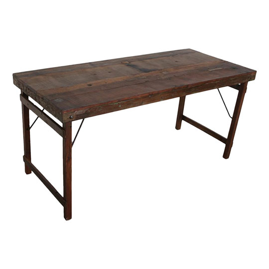 Table à manger pliable Vintage 165x75cm - Brun