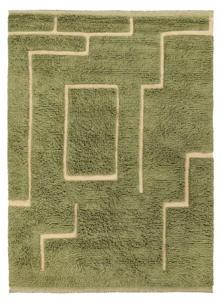 Tapis Rya ' Kiberg Handwoven Wool' - Vert