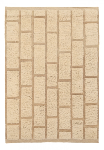 Tapis Rya 'Leknes Laine Tissée à la Main' - Beige