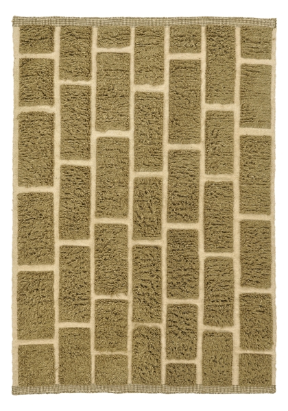 Tapis Rya 'Leknes Laine Tissée à la Main' - Vert