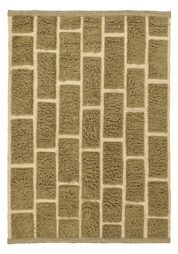 Tapis Rya 'Leknes Laine Tissée à la Main' - Vert