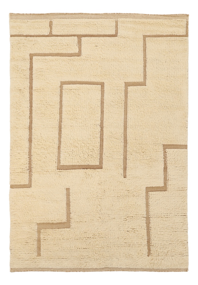 Tapis Rrya 'Laine tissée à la main Kiberg' - Blanc