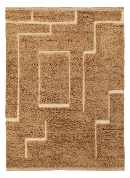 Tapis Rya 'Laine tissée à la main Kiberg' - Beige