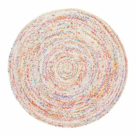 Tapis rond 'Flätan' 120cm - Blanc/Multi
