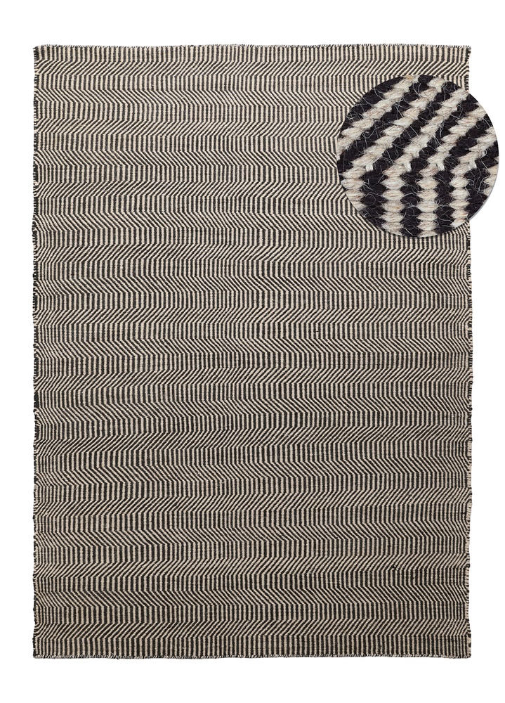 Tapis en laine 'Larkana' - Beige/noir