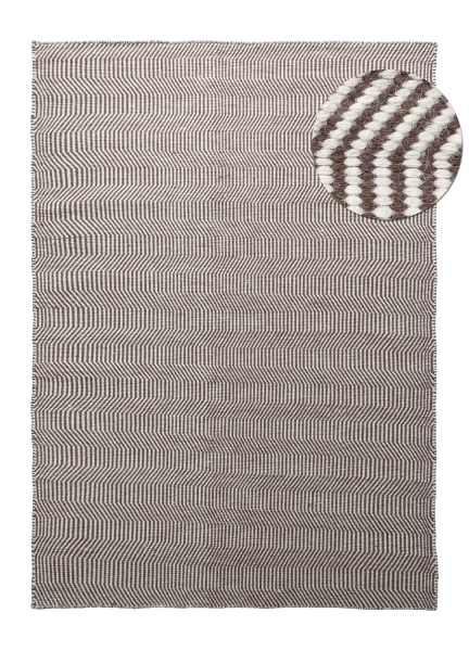 Tapis en laine 'Larkana' - Marron/blanc