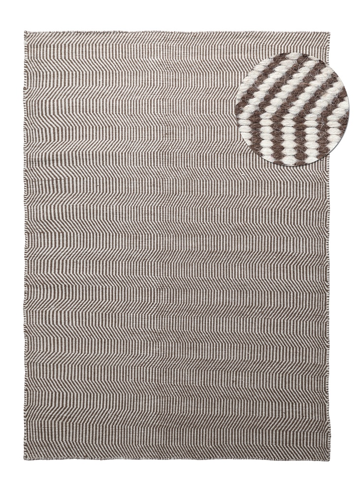 Tapis en laine 'Larkana' - Marron/blanc