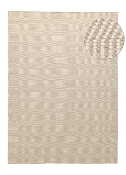 Tapis en laine 'Larkana' - Beige/blanc