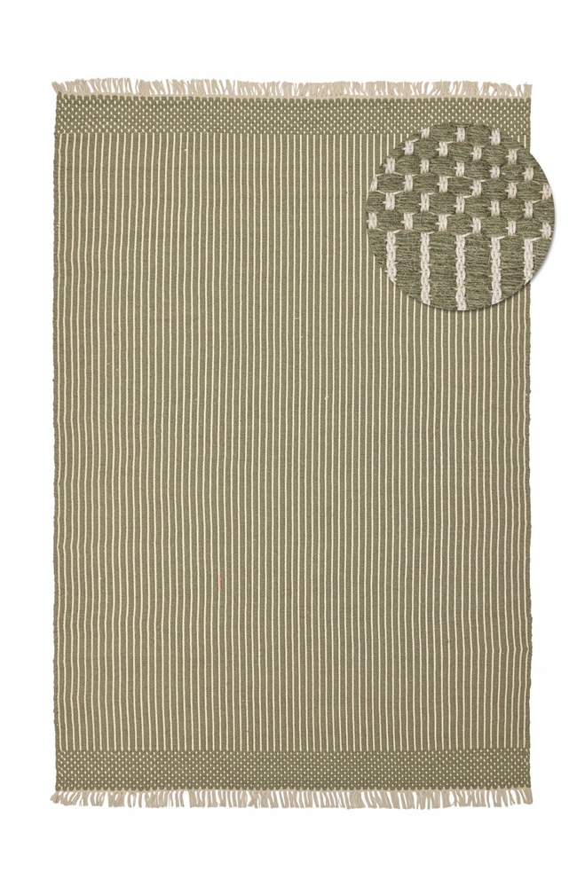 Tapis en laine 'Arbil' - Vert/blanc