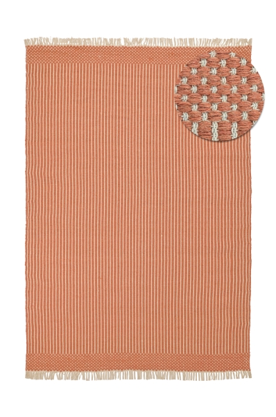 Tapis en laine 'Arbil' - Terracotta/blanc