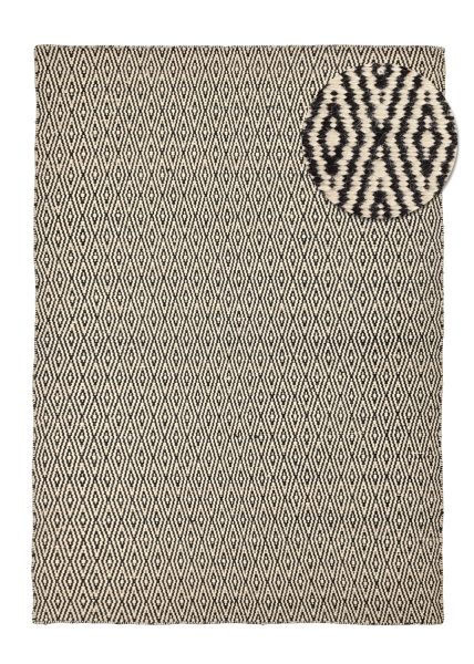 Tapis en laine 'Monastir' - Noir et blanc