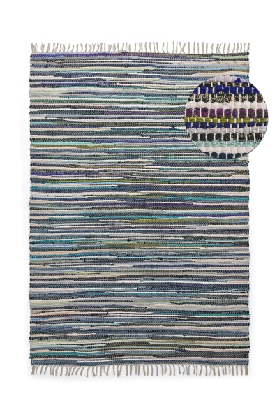 Tapis en chiffons « Home » - Multicolore/bleu