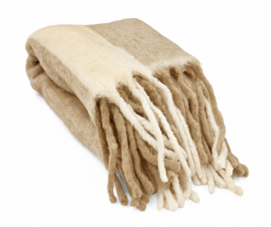 Tapis à carreaux ' Beatriz Stripe ' 130 x 170 cm - Beige/blanc