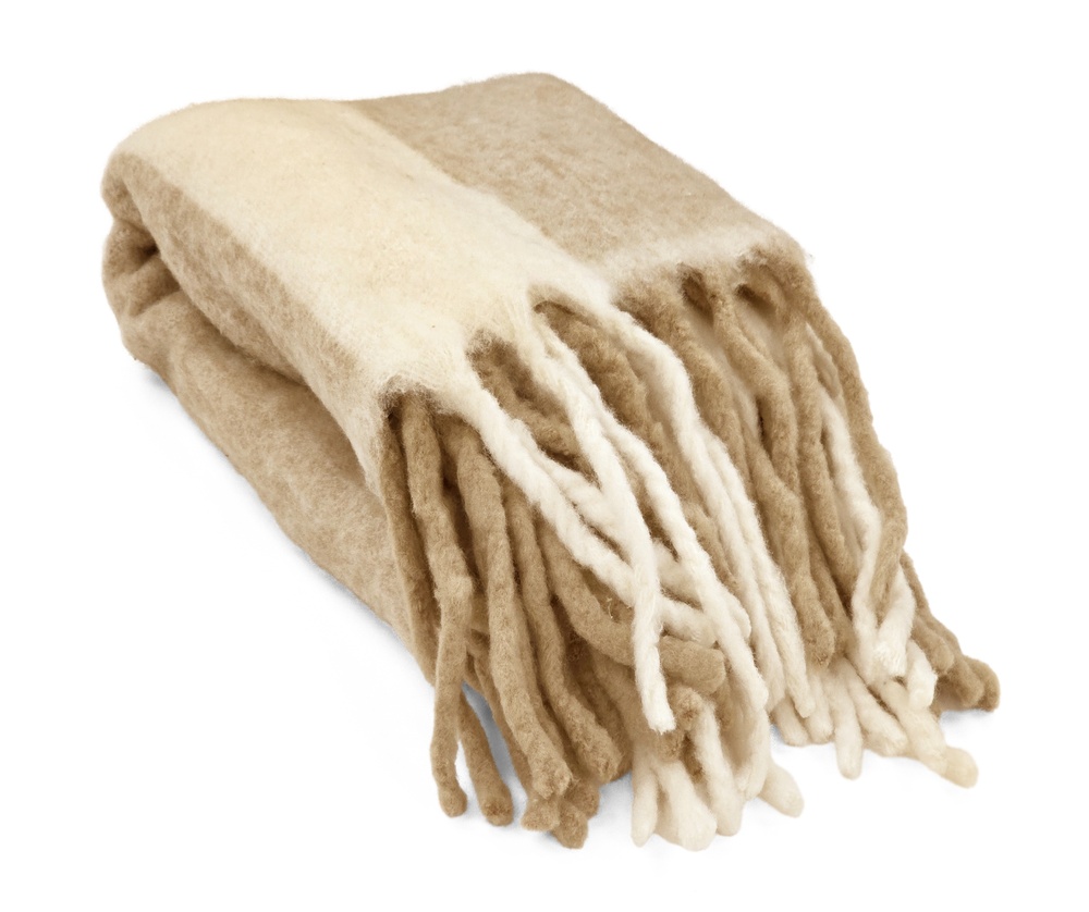 Tapis à carreaux ' Beatriz Stripe ' 130 x 170 cm - Beige/blanc