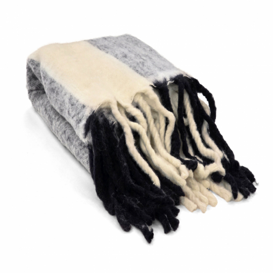 Tapis à carreaux ' Beatriz Stripe ' 130 x 170 cm - Noir/blanc