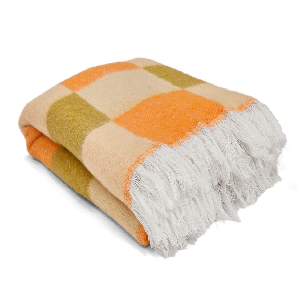 Tapis à carreaux ' Audrey Check ' 130 x 170 cm - Beige/jaune/orange