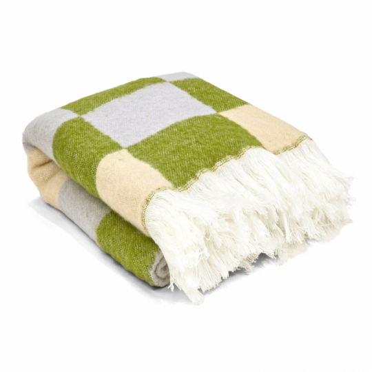 Tapis à carreaux ' Audrey Check ' 130x170cm - Beige/vert/violet