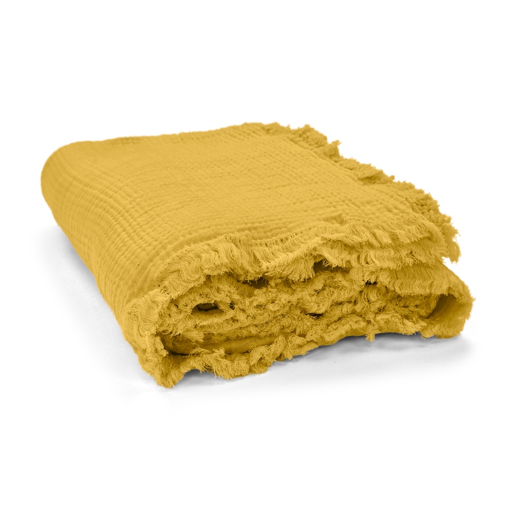 Couverture en mousseline ' Dorena ' 130 x 170 cm - Jaune