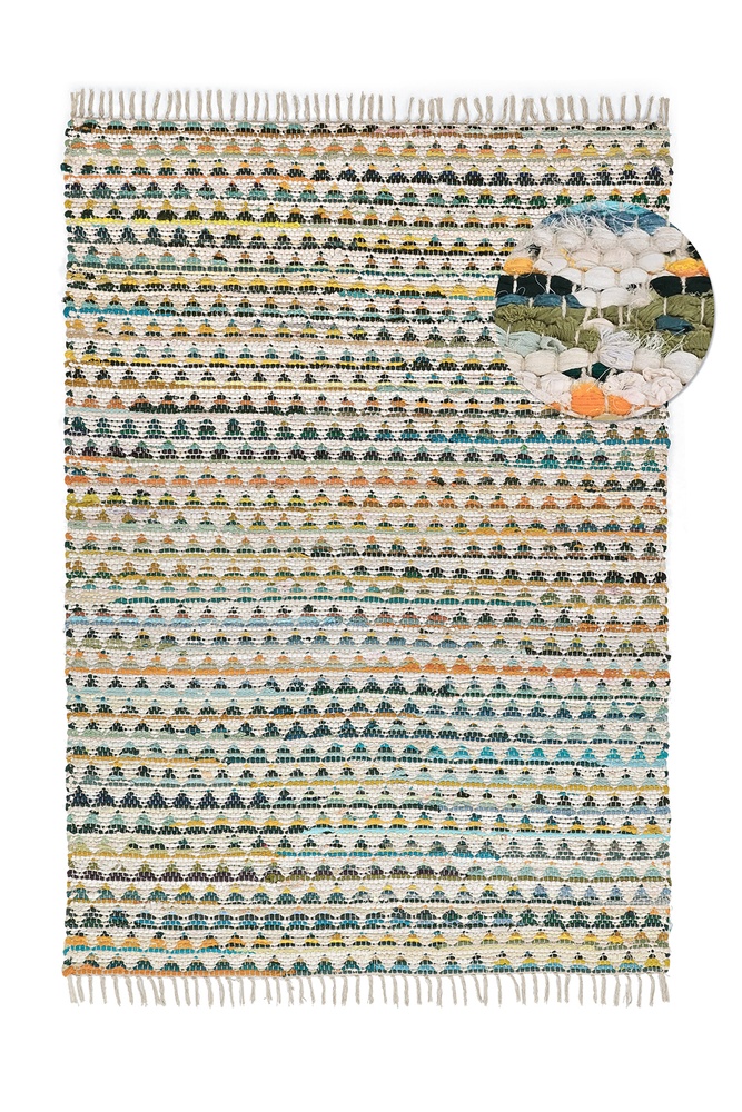Tapis en chiffons « Lindby » - Multicolore/jaune