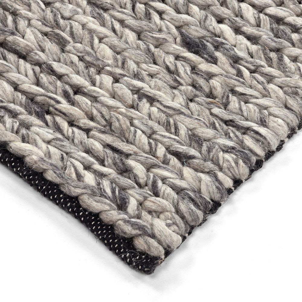 Tapis en laine tressée « Talvia » - Gris foncé
