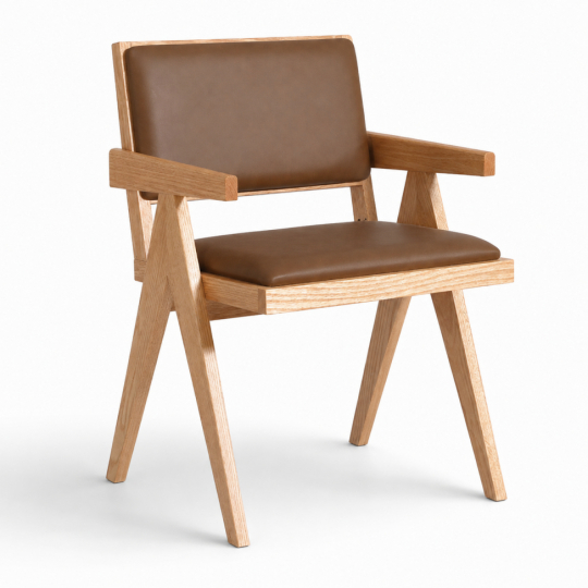 Fauteuil de table 'Jean' - Chêne/Marron