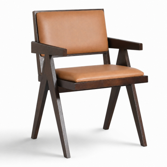Fauteuil de table 'Jean' - Chêne brun/Marron
