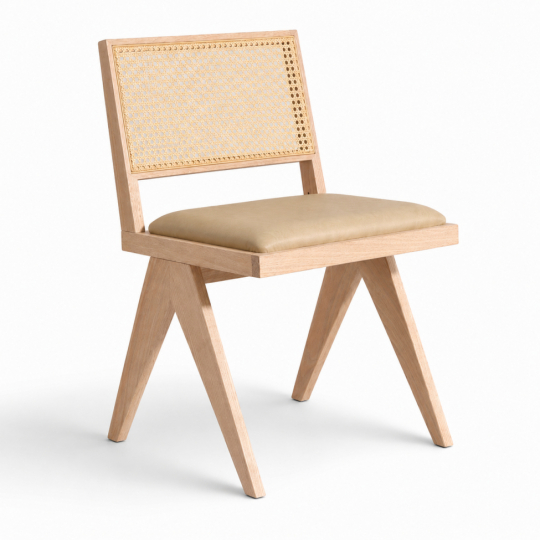 Chaise 'Jean' - Chêne blanchi/Beige
