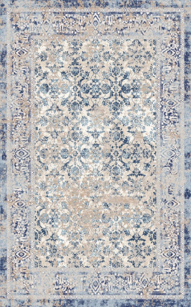 Tapis Wilton 'Denizli' 80x150cm - Bleu