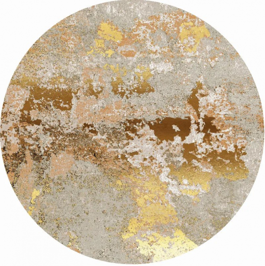 Tapis rond 'Elena' 120cm - Beige/Or
