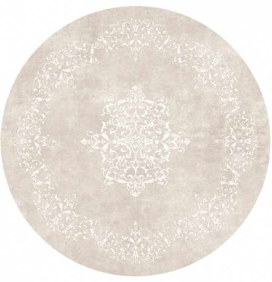 Tapis rond 'Santi' 240cm - Beige/Blanc