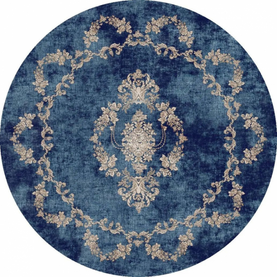 Tapis rond 'Taknis' 120cm - Bleu
