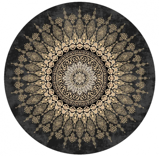 Tapis rond 'Sandrigo' 200cm - Noir/Or
