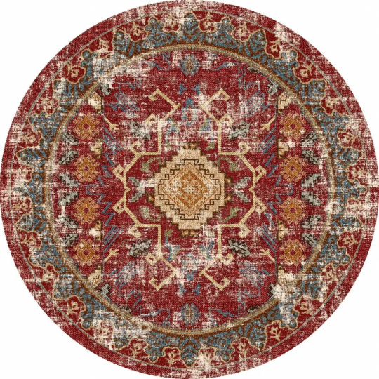 Tapis rond 'Idri' 160cm - Rouge/Multi