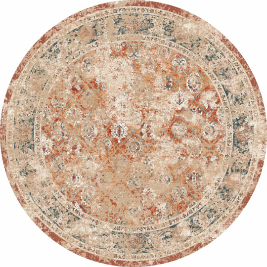 Tapis rond 'Douz' 240cm - Rouge/Multi
