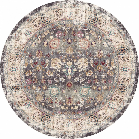 Tapis rond 'Bouhjar' 120cm - Gris/Multi