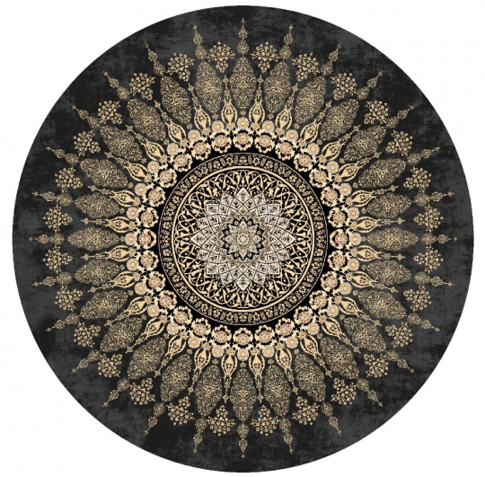 Tapis rond 'Sandrigo' 240cm - Noir/Or