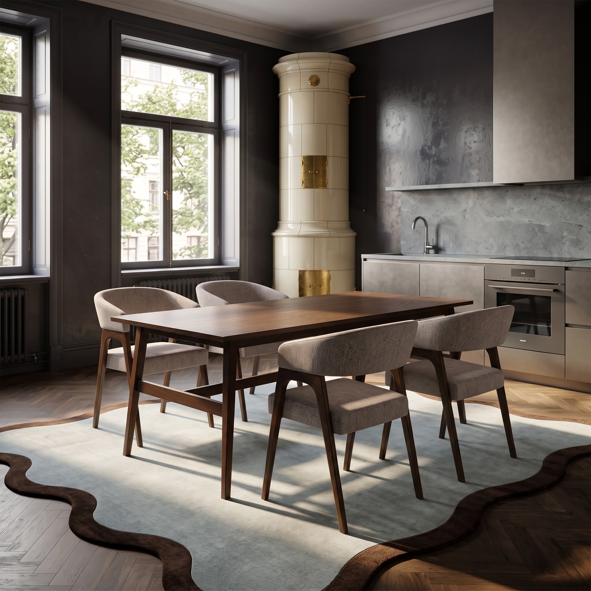 Chaise 'Alba' - Noyer/Greige