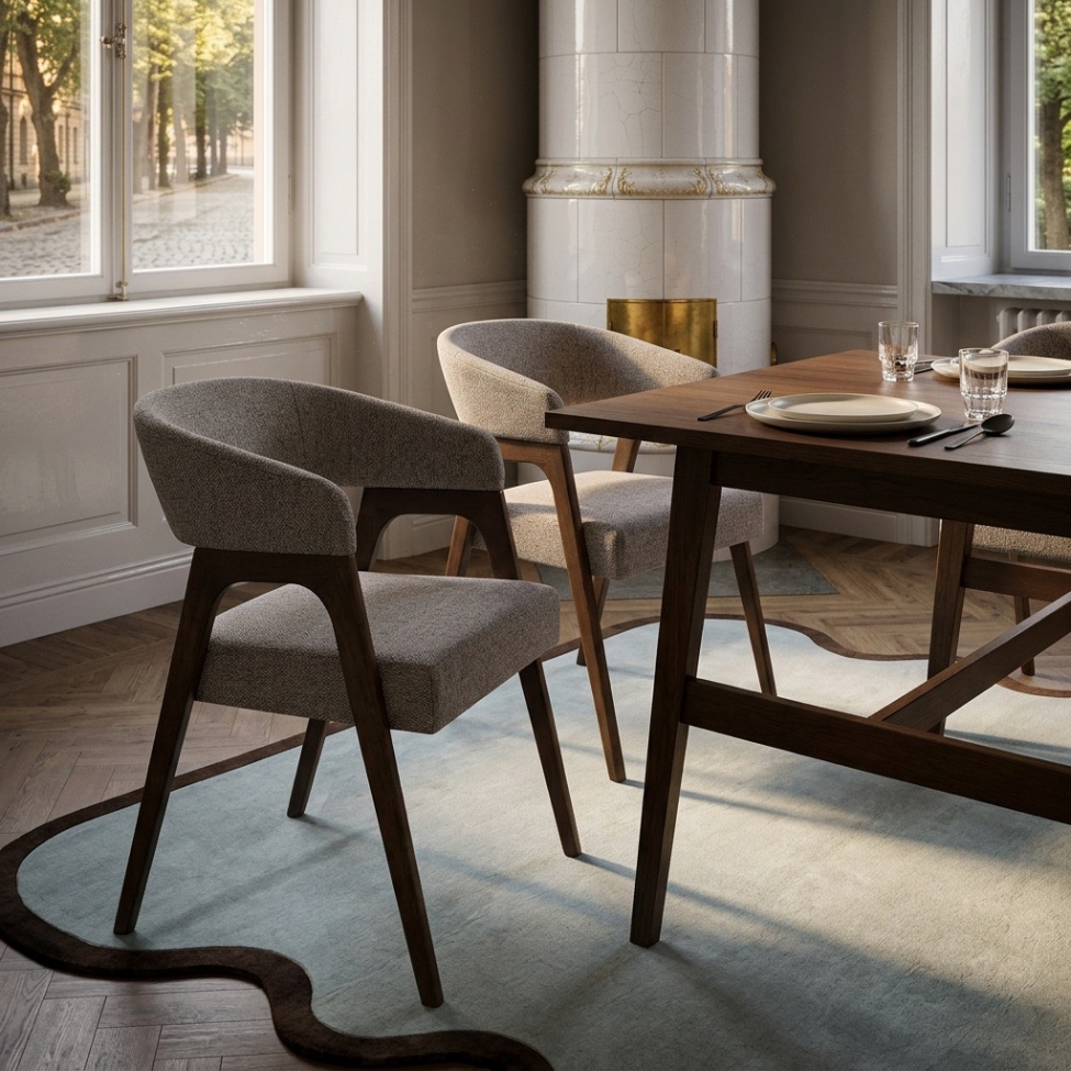 Chaise 'Alba' - Noyer/Greige