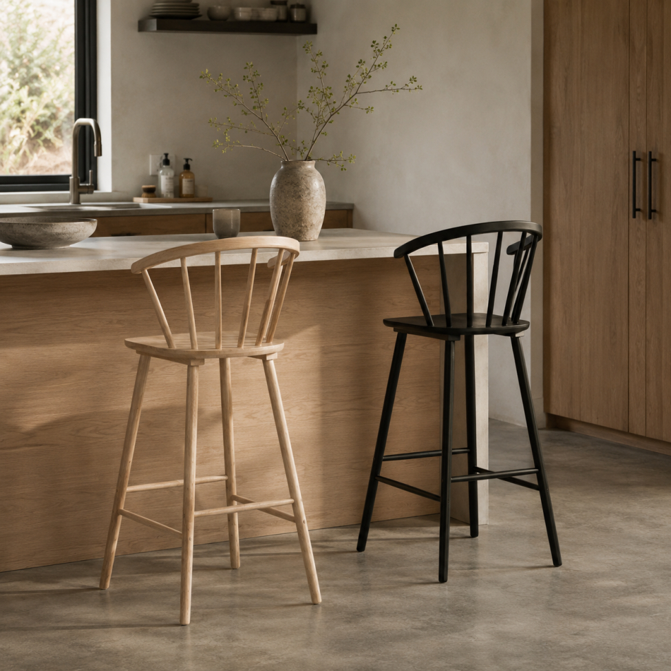 Tabouret de bar 'Astrid' - Pigmenté blanc