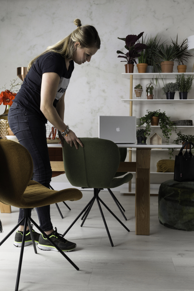 Chaise 'Omg' - Velours/Vert