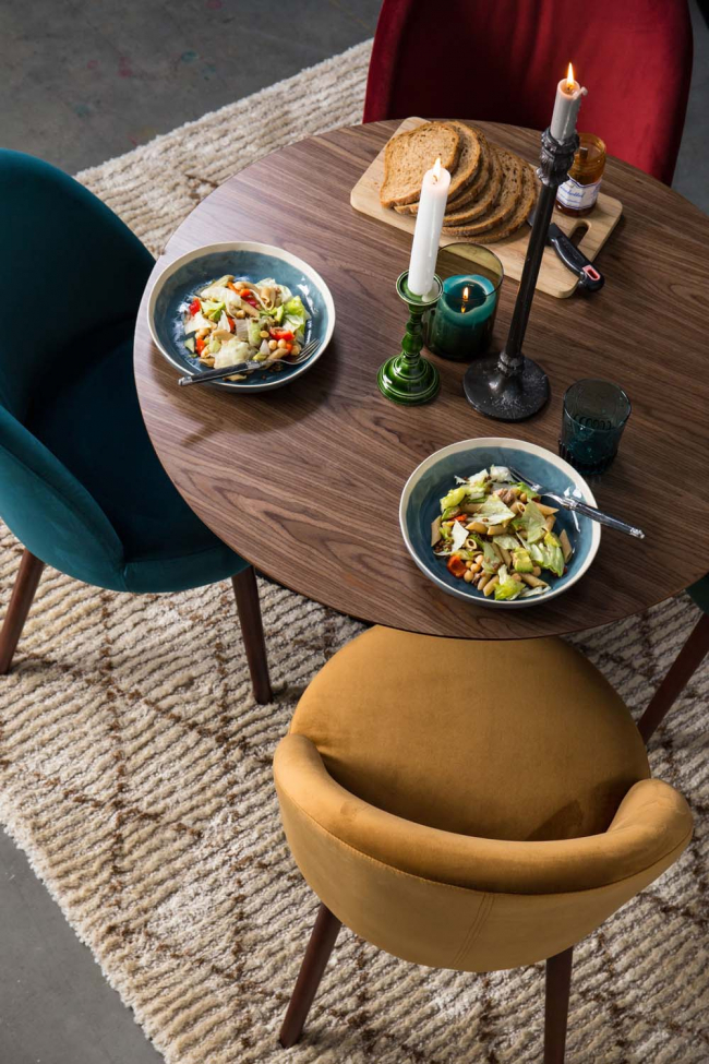 Chaise de salle à manger 'Glad' - Velours/Gris