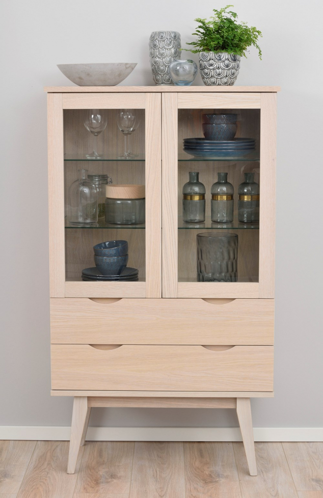 Vitrine 'Filippa' 81x140cm - Chêne blanchi