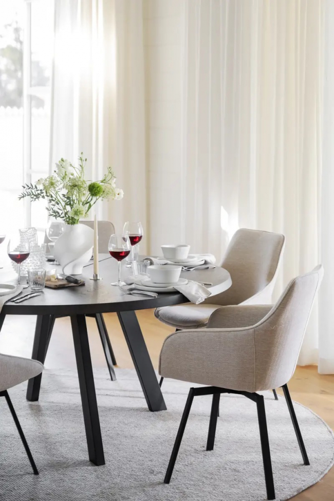 Fauteuil 'Alison' - Beige clair/noir