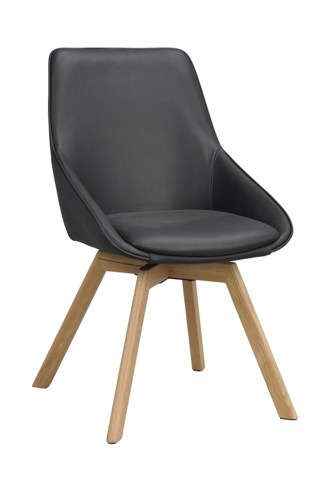 Chaise 'Alison' Cuir - Noir/chêne